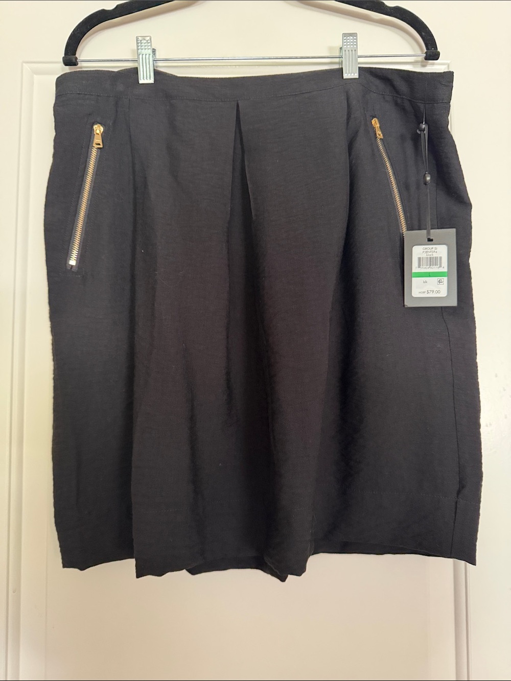 DKNY Black A-Line Skirt with Gold Zippers